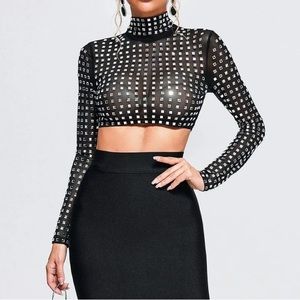 BELLA BARNETT Black Silas Sheer Mesh Top / Never Worn / NWT / Size: M